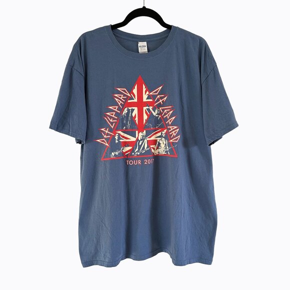 Def Leppard 2017 Concert Band Tour T-Shirt Sz XL Blue Cotton UK Graphic 80s 90s - Picture 8 of 8